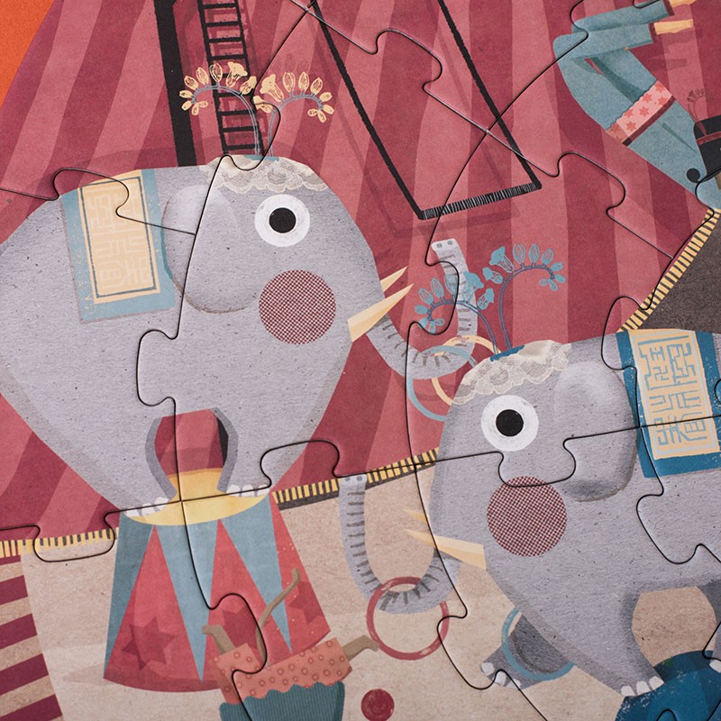 un rompecabezas redondo del circo